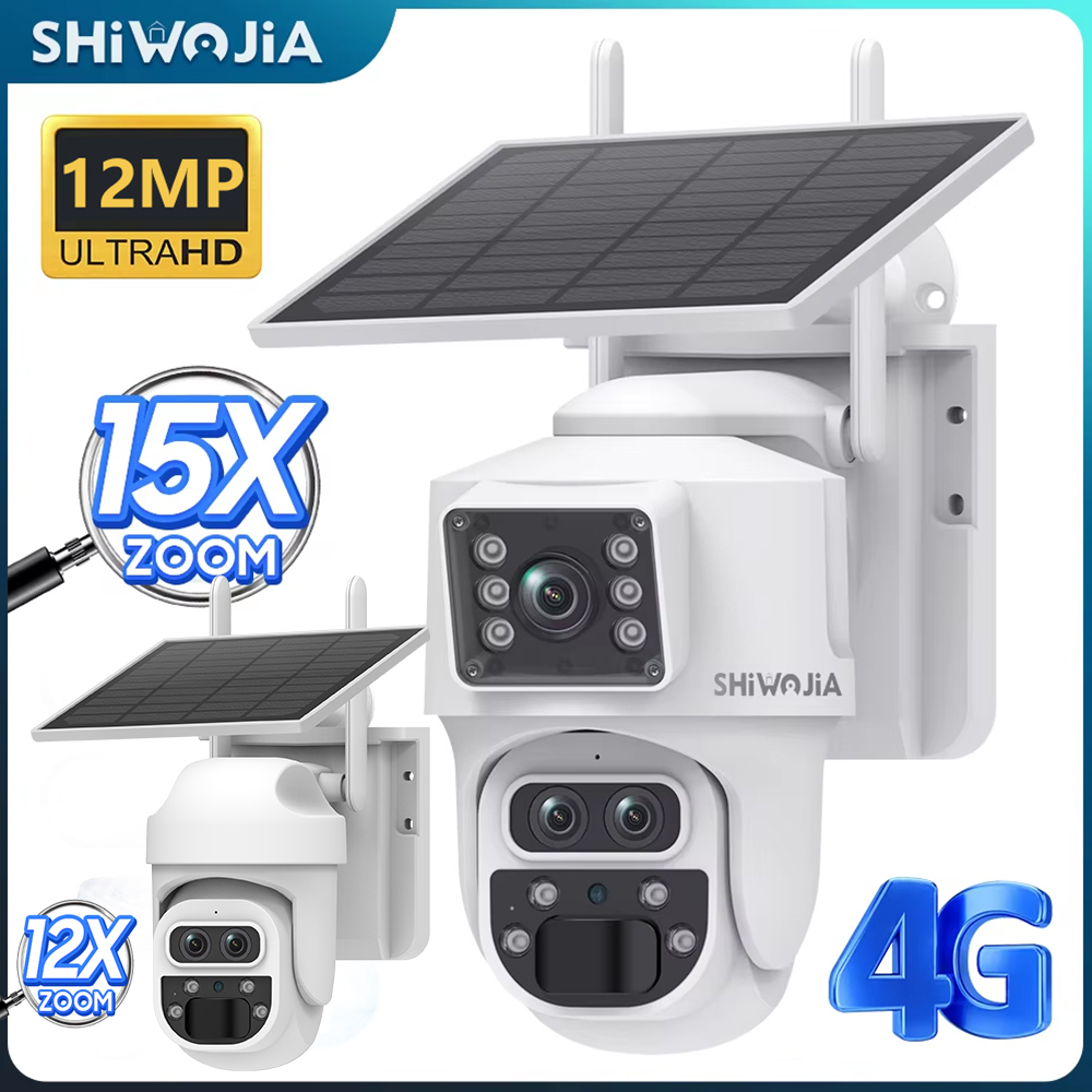 Home Security Panel - SHIWOJIA 12MP 6K 15X Zoom Solar