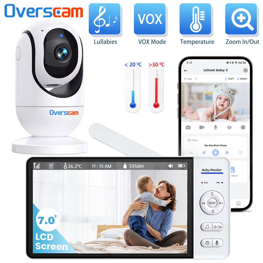 Home Security Cameras Uk - 7.0 Inch Screen Baby Monitor 5000mAh