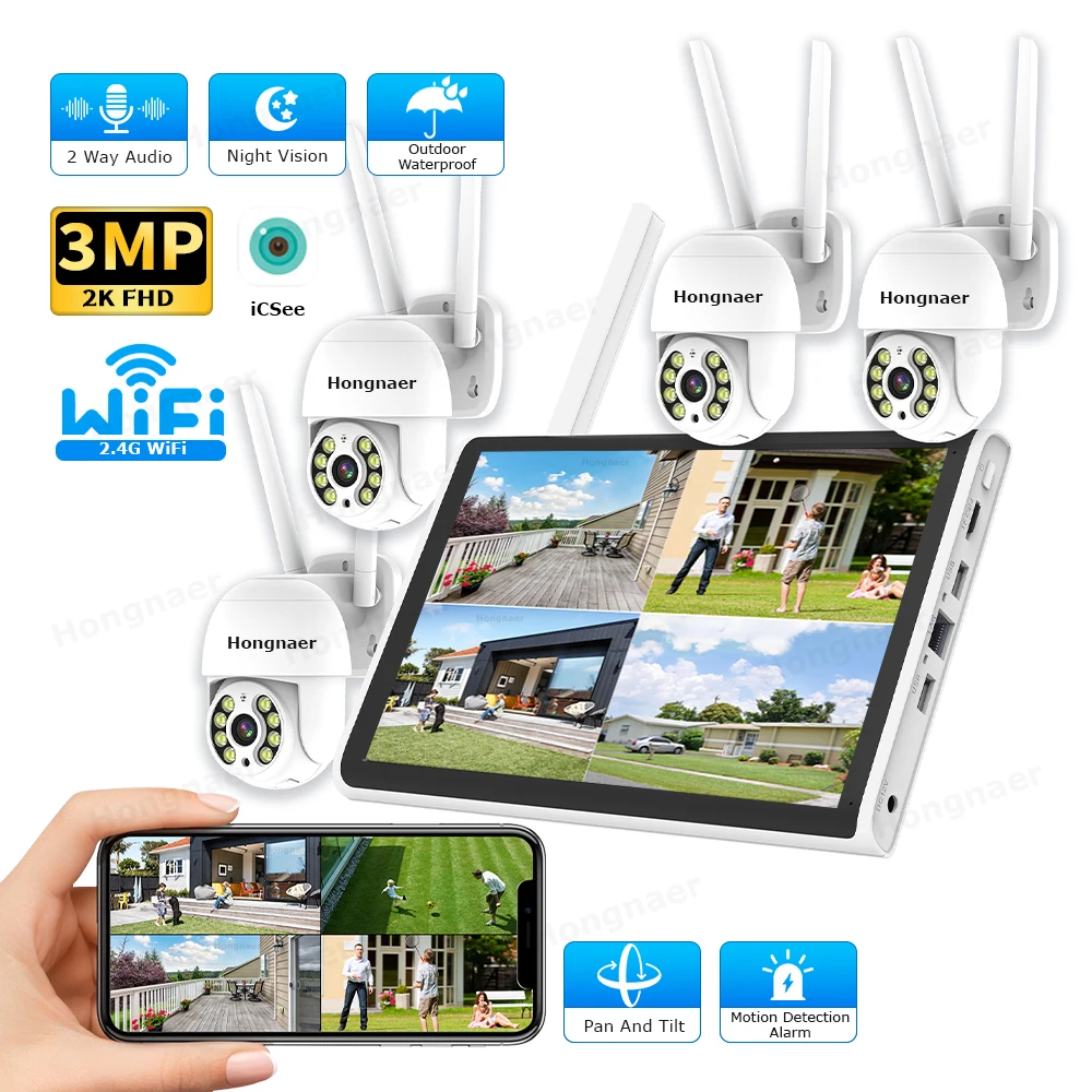 Home Security Wireless - 2026 Hongnaer 3MP 4 Channel WiFi