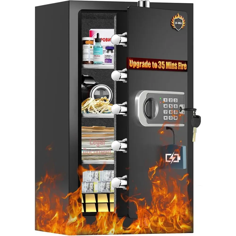Home Security Keypad - Enhanced 35-Minute Fire-Resistant Home Safe, 7.5