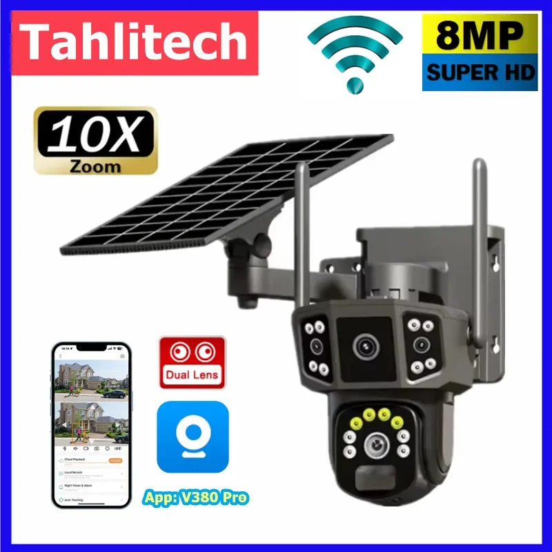 Ip Camera Outdoor 4K - WIFI 4G SIM Solar Camera V380,