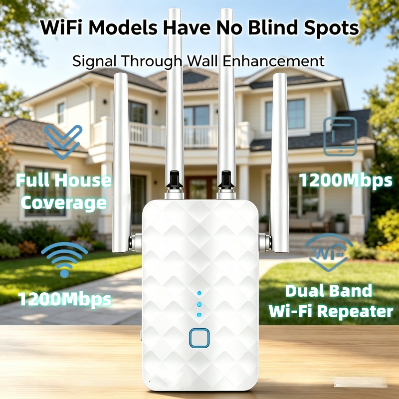 Home Security Wireless - 1200Mbps WiFi Repeater Wireless 2.4G/5GHz Dual