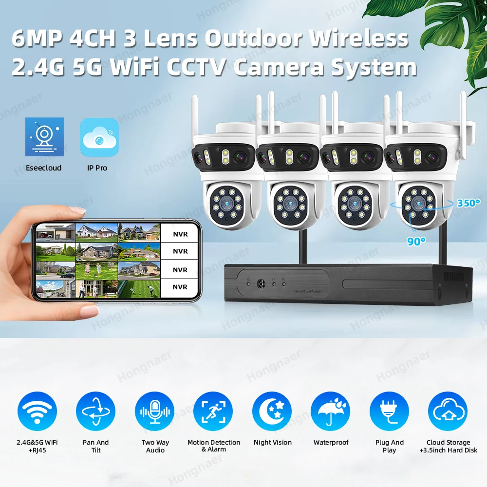 2026 Hongnaer 6MP 4CH 3 Lens 2 - огляд і ціна Home Security Wireless